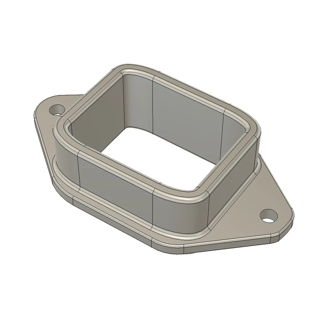 Modèle 3D d’une pièce avec ouverture rectangulaire et bride