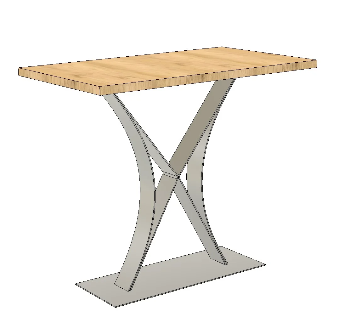 Conception 3D d’une table avec piètement métallique