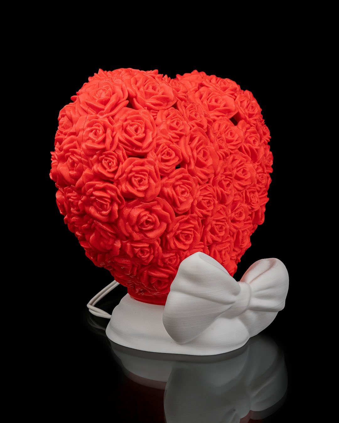 Lampe décorative rouge en forme de cœur imprimée en 3D